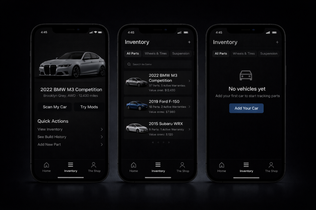 Garage Manager - Home, Inventory, and Parts
